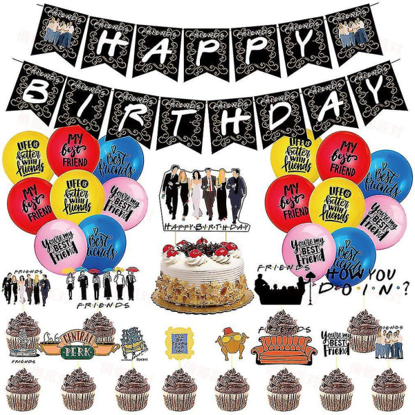 30st Friends Balloon Kit Party Latex Ballonger Med Banner Cake Toppers För Födelsedag Gratis Frakt null none