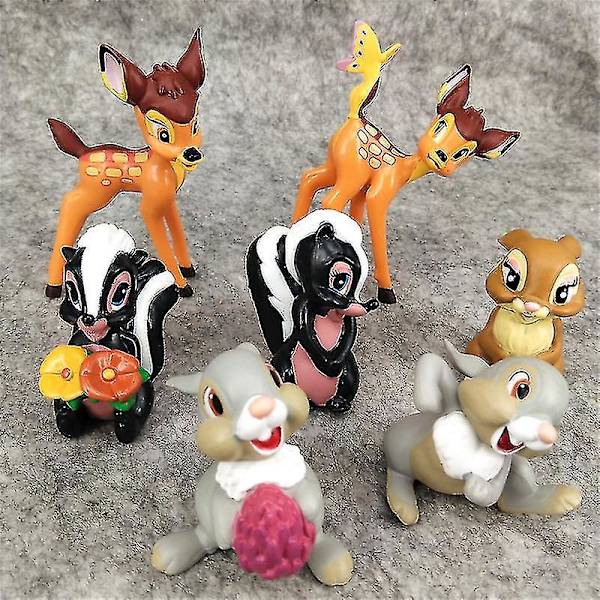 7st Tecknad Bambi Hjortleksaker Pvc Actionfigurer Kaninfigur Ekorremodell Anime Dockor Presenter Till Barn BL null none
