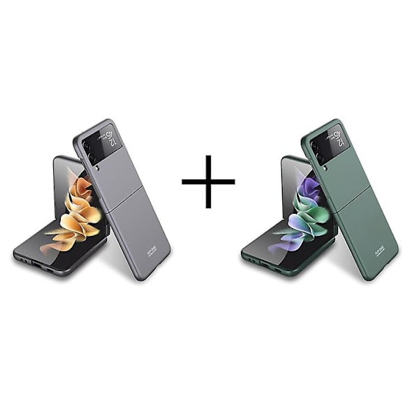 Phone case För Phone case För Samsung Galaxy Z Flip 3 5g Pc Phone case/flerfärgat Matt Phone case 2st Grey Dark Green