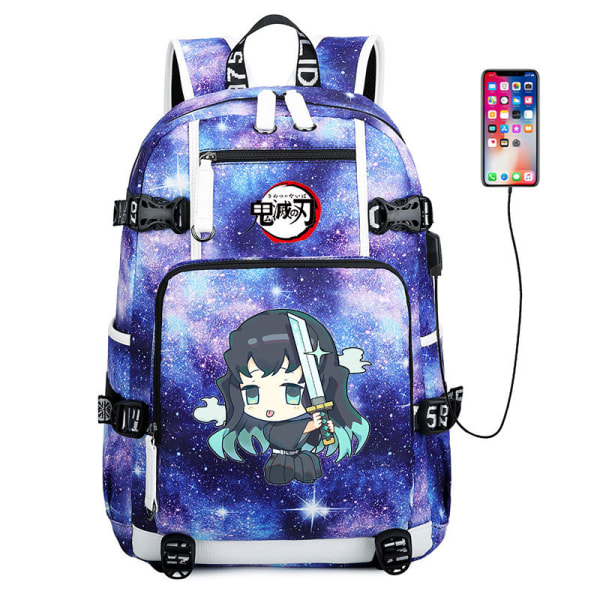 Ghost Slayer Ryggsäck Anime Student Skolväska Ryggsäck Usb