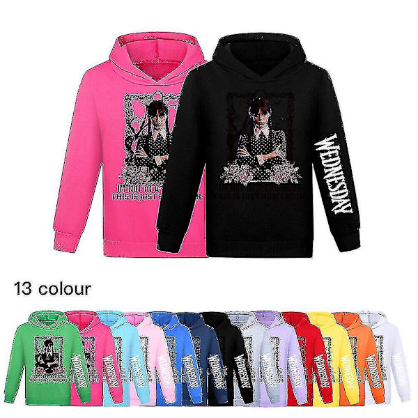 Onsdag The Addams Family Costume Adams Fancy Hoodie Sweatshirt Top Girls Gift K (150cm)9-10 Years Red