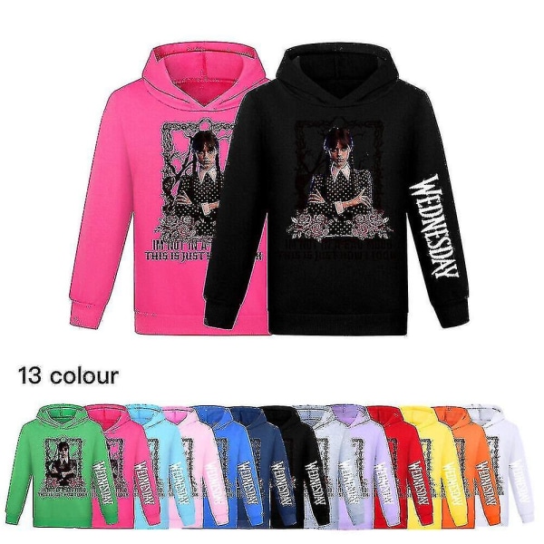 Onsdag The Addams Family Costume Adams Fancy Hoodie Sweatshirt Top Girls Gift K (160cm)11-13 Years Rose Red