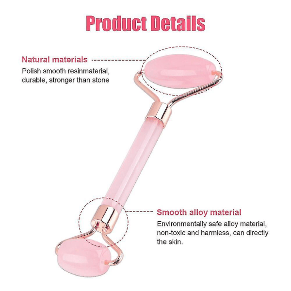 Ansiktsrullmassageapparat Ansiktslyft bantning Ansiktsmassage Natural Rose Resin Roller Gua Sha Set Guasha skrapa A