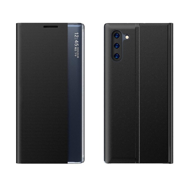 För Galaxy Note 10 Plus sidoskärm Magnetisk horisontell vändbar texturduk + PC- case med & för Galaxy Note 10 Plus Black