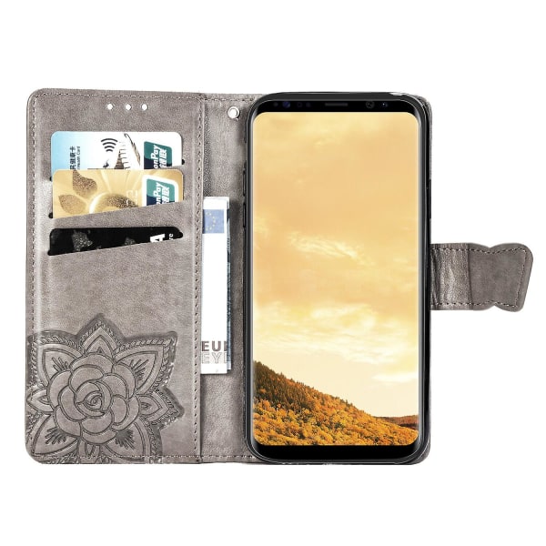 Kompatibel med Samsung Galaxy S8 Plus Case Flip Cover Emboss Butterfly Soft Tpu Shockproof Shell Slim - Grå null none