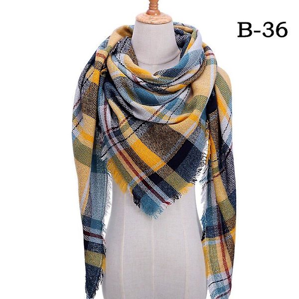 2022 Ny vinter Kvinnor Halsduk Mode Rut Kashmir Halsduk Halsduk Sjalar Lady Foulard Femme Pashmina Bandana Triangelbandage UB 36 none