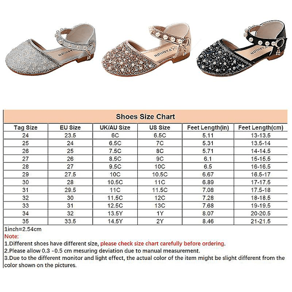 Barn Mode Klänning Sandal Pärla Sandal Sommar Glitter Ballerinor Bröllop Stängd Tå Platta Sandaler Black EU 29.5=Tag Size 31