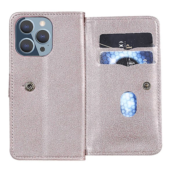 Kompatibel Iphone 12 Pro Max Case Retro Läderplånbok Flip Magnetic Cover 10 Korthållare - Rosa null none
