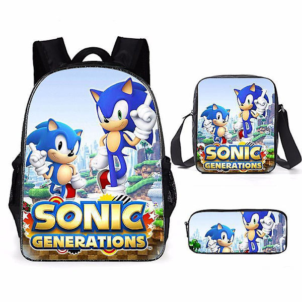 Sonic The Hedgehog tredelad studentryggsäck Style.V