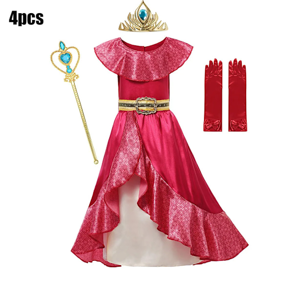 Disney Elena of Avalor Prinsessklänning för flicka 2024 Karnevalfest Barnkläder Födelsedag Cosplay Bal Klänning Outfit A Elena Dress 3T(110)