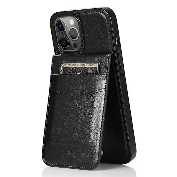 Korthållare Cover För Iphone 13 Pro , Pu Läder + Tpu Case Med Kickstand Black