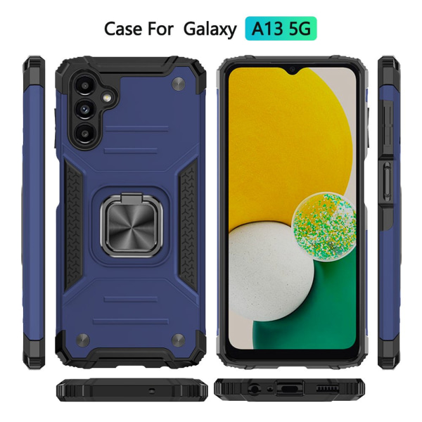 NIFFPD Galaxy A13 Case, Samsung A13 Case Ring Kickstand Hårt PC Mjukt TPU cover för Samsung Galaxy A13 5G Svart blue