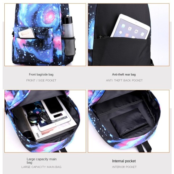 CR7C Luo ungdom mode ryggsäck Starry Blue 2 tre delar set