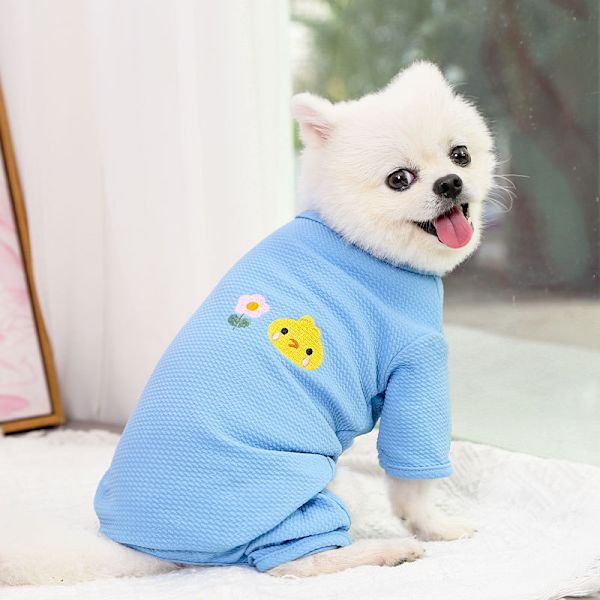 Hundkläder Fyrbenta byxor med blå botten, liten gul kyckling Blue Bottom Chicken 2XL