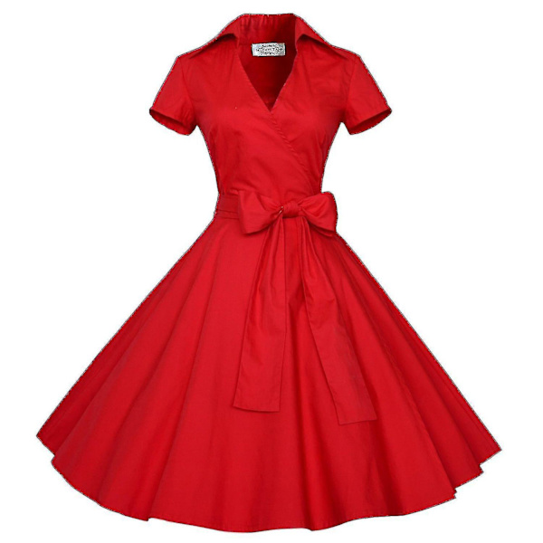 Kvinnors prickiga klänningar 50-talsstil kortärmad Rockabilly Vintage klänning M