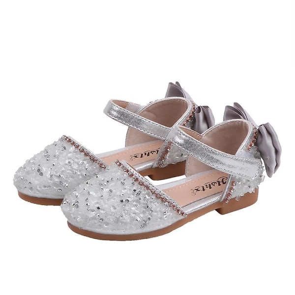 Flickor Stängda Sandaler Casual Sommarskor Enfärgade Ballerinor Silver 33.5