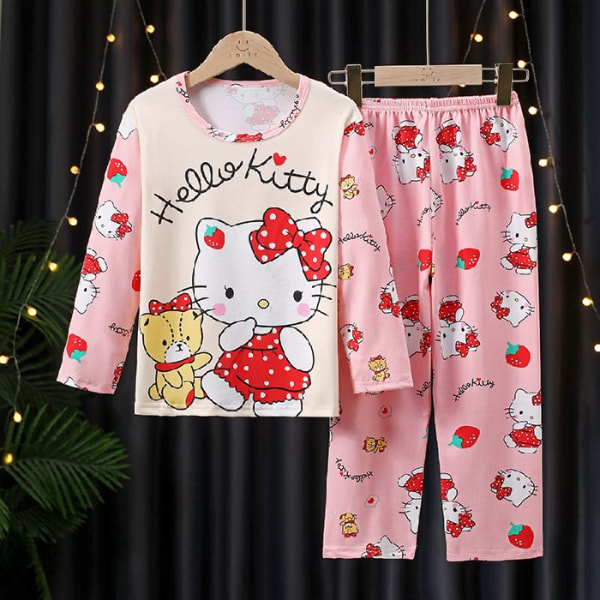 Pyjamas för män och flickor långärmad tecknad hemkläder F14 Ktcat 12 yards