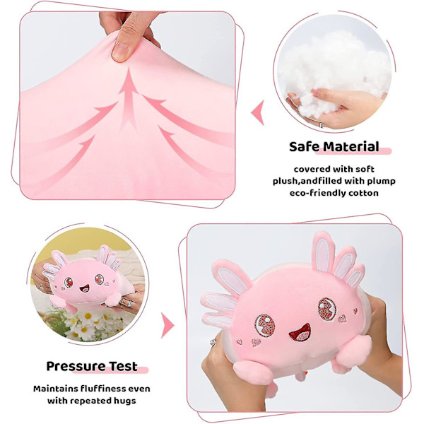 Söt rosa Axolotl plyschkudde 8" självlysande salamander Axolotl gosedjur, mjuka kawaii plyschar Kramar plysch squishy kudde Leksakspresenter Fo