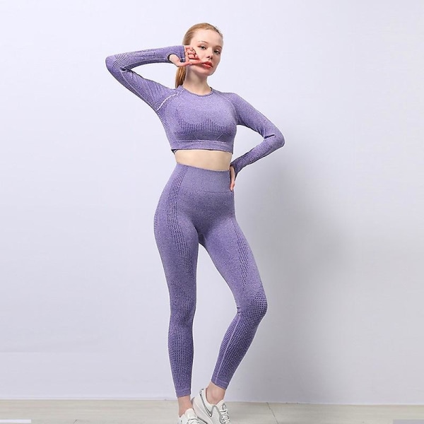 2 st Kvinnors Outing Kläder Fitness Kostym Fitness Sportkläder Långärmade Byxor Yoga Wear-2023shiyi