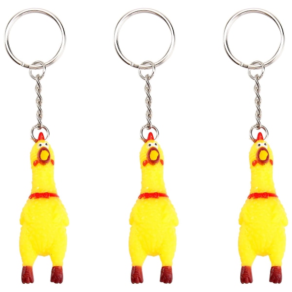 3-pack Squeeze Screaming Chicken Nyckelring Rolig gul gnissande kyckling hänge för nycklar Väskor Telefoner Yellow none
