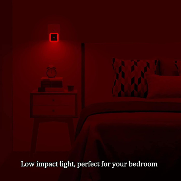 Shxx [ Pack Of 4 ] Röd nattlampa, ansluten LED-vägglampa med sensor för skymning till gryning, automatisk på/av - perfekt för sovrum, barn och barn null none