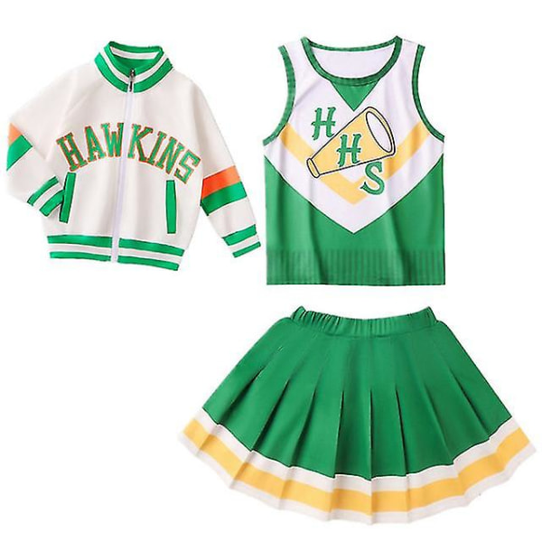 Chrissy Cunningham Cosplay Kostymer Stranger Things 4 Cheerleader rekvisita Hawkins High School Lucas Sinclair Halloween Klänning top skirt-2 120Y
