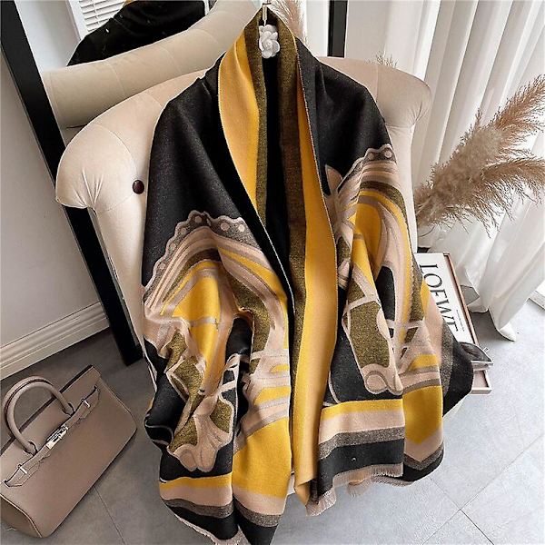 Varm vinter Cashmere Scarfs Dam 2022 Ny Tjock Häst Sjalar Wraps Dam Design Varumärke Pashmina Filt Foulard Bufanda Scarves WYT31 1