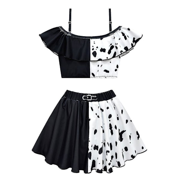 Barn Flickor Cruella Badkläder Bikini Set Beachwear Ruffle Baddräkt Baddräkt 7-8 Years