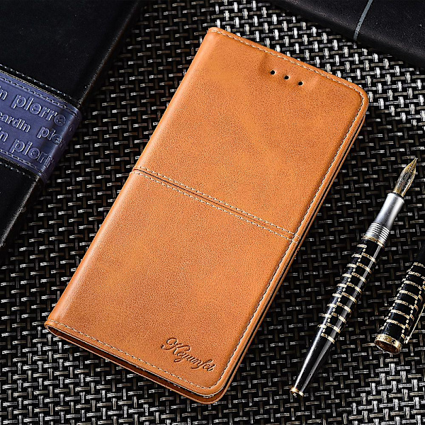 För Xiaomi Redmi Note 12 4g Korthållare Cover Kohud Texture Pu Läderställ Phone case Shell Light Brown