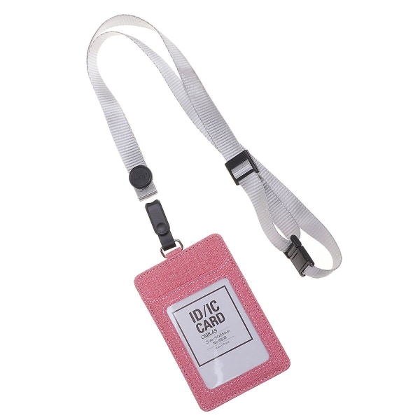 Tygmärkeshållare Löstagbara ID-hållare med nackrem För dagligt bruk Studenter (vertikal version, rosa+grå) Pink none
