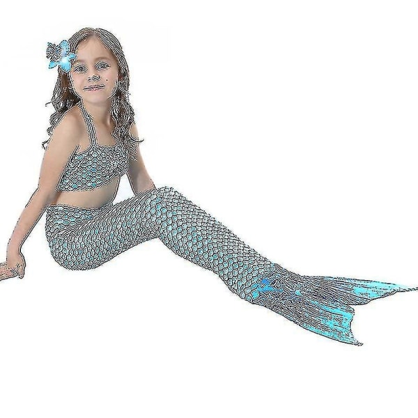 Barn Flickor Mermaid Tail Bikini Set Badkläder Baddräkt Simdräkt Hög kvalitet Blue 150