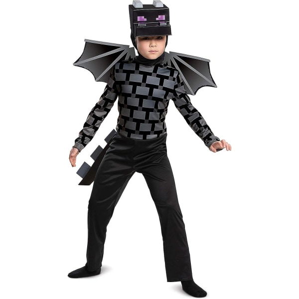 Minecraft Ender Dragon Costume Kids Black, fancy Dress Up Outfit S
