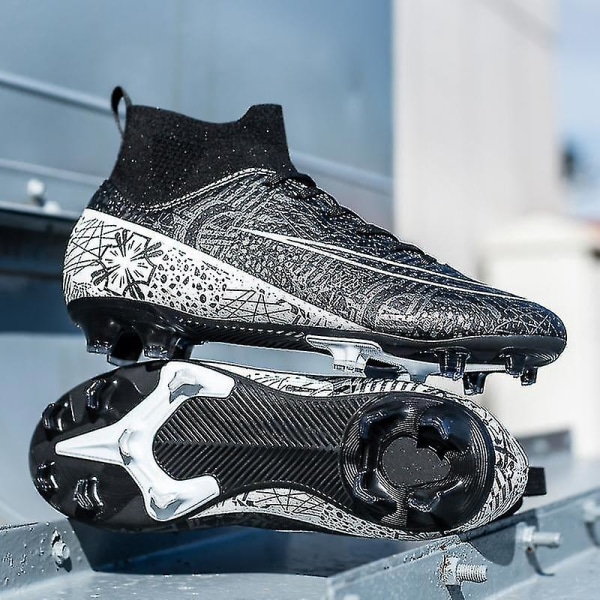 Fotbollsskor för män Halkfria fotbollsskor Klossar Gräs Fotbollssneakers 3A1126A Black 38