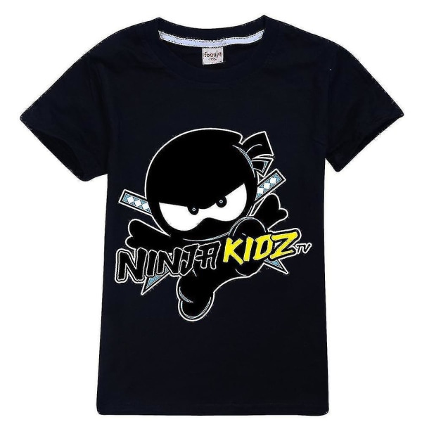 Ninja Kidz Tema T-shirt Barn Pojkar Kortärmad Tecknad T-shirt Toppar Hk Black 9-10 Year