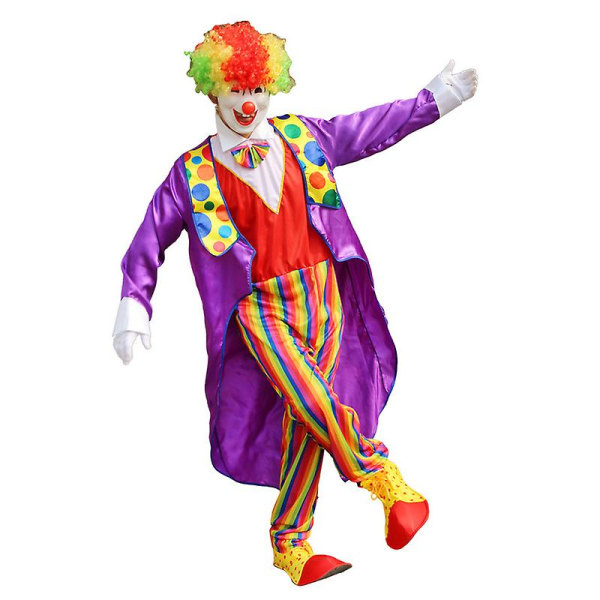 5 st Vuxen clown kostym set för män kvinnor Cosplay PURPLE 4XL