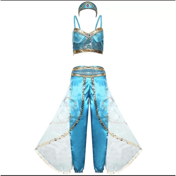 Kvinnors Halloween Cosplay Outfit Jasmine Classic Princess Costume Dark Blue L