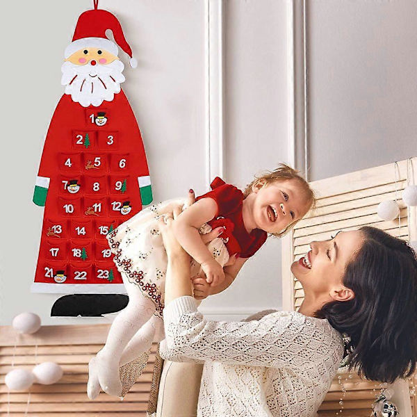Filtadventskalender för väggmontering Julkalender Återanvändbar 24-dagars hängande julnedräkningskalender null none