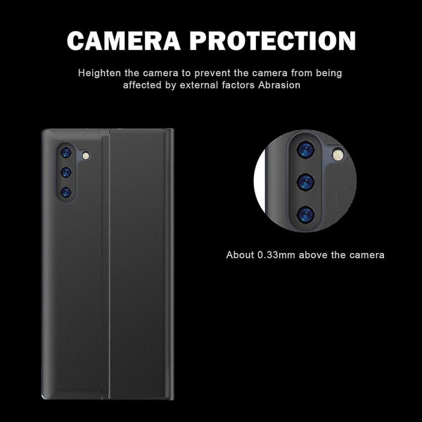För Galaxy Note 10 Plus sidoskärm Magnetisk horisontell vändbar texturduk + PC- case med & för Galaxy Note 10 Plus Black
