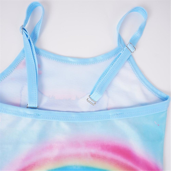 Barn Flickor blir print One Piece Baddräkt Summer Beach Ärmlösa badkläder 3-4 Years