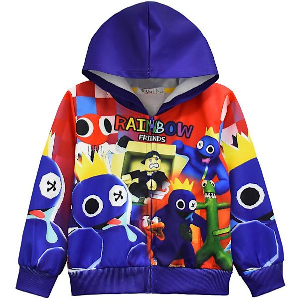 Roblox Rainbow Friends Print Barn Långärmade Luvtröjor Jacka Casual Dragkedja Huvkappa Lösa ytterkläder B 7-8 Years