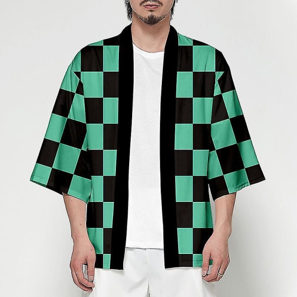 Anime Kimetsu No Yaiba Cosplay Unisex Cardigan Kimono Haori M Green Tanjiro