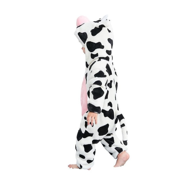 Unisex baby Vinter Höst Flanell Huva Romper Cosplay Jumpsuit snabbt dairy cow 80