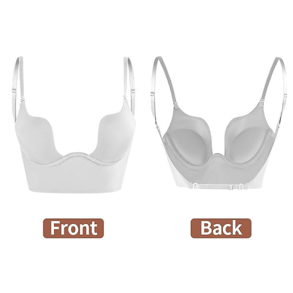 Body Shapewear Djup V-ringad Body Shaper Rygglös U Plunge Thong Shapers Waist trainer Dam Klart band Vadderat Push Up Korsett Z L(36) B-White
