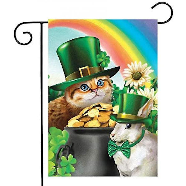 Shxx St. Pat's Cats St. Patrick's Day Trädgårdsflagga Kruka av guld Bunny 12,5" X 18" Yst-b825 null none