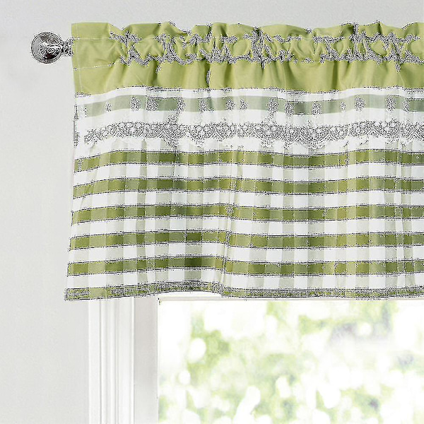 Köksgardiner Dekor Fönstergardin Lyx Cafe Valance Topper Draperier Yellow Green 74cmx61cm