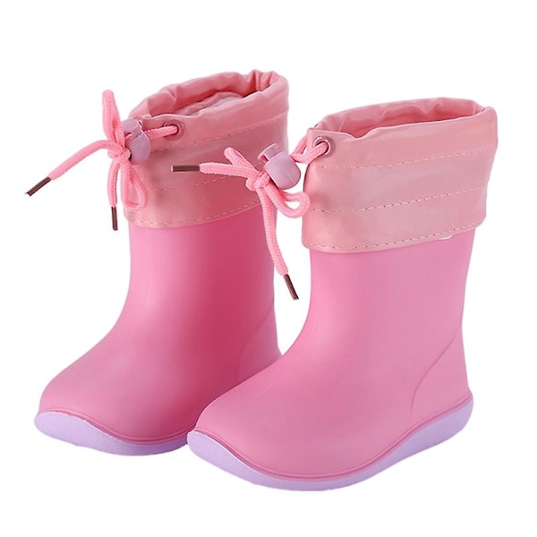 Toddler Pure Color Boots Casual All Seasons Shoes Round Toe Flats Pink-2 29.5