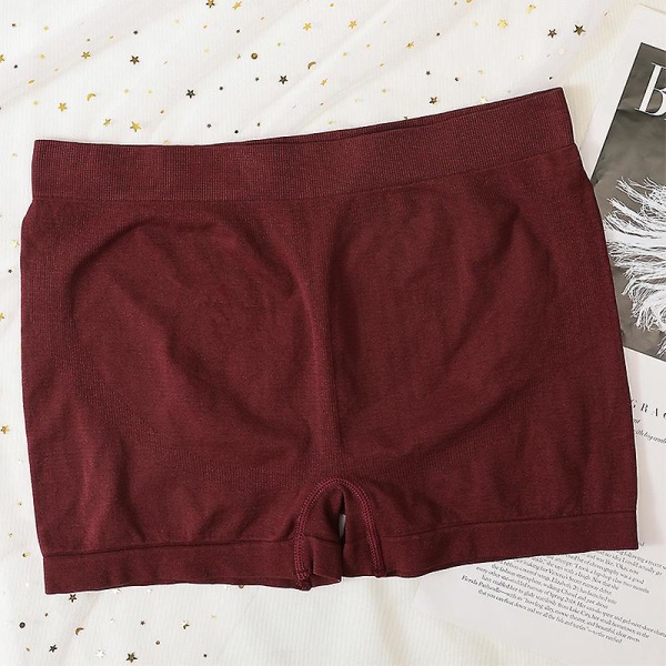 Sömlösa shorts med hög midja Kvinnor Hip Push Up Shorts Säkerhetsbyxor Fitness Boxer Trosa Magkontroll Underkläder Kalsonger Z M style1 wine