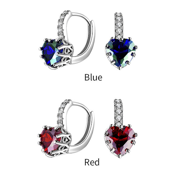 1 par Hoop Örhängen Cubic Zirconia Kvinnor Flickor CZ Modesmycken Hjärtformade Blue none