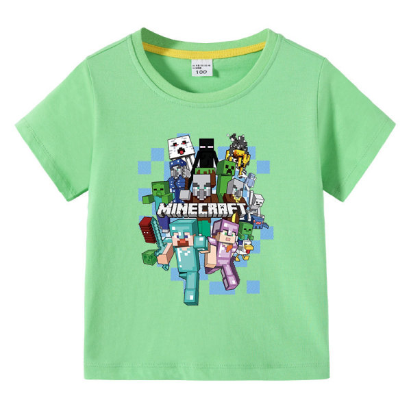 Minecraft Barn Sommar T-shirt Ljusgrön 140cm