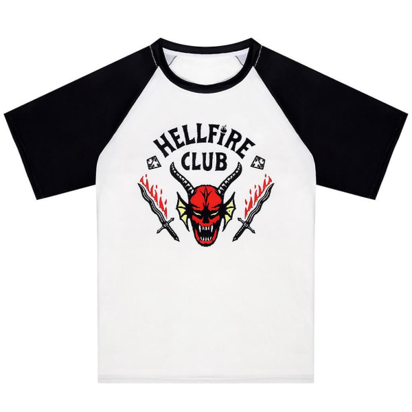 Vuxna Stranger Things Säsong 4 Hellfire Club Kort raglanärmad T-shirt Toppar XL